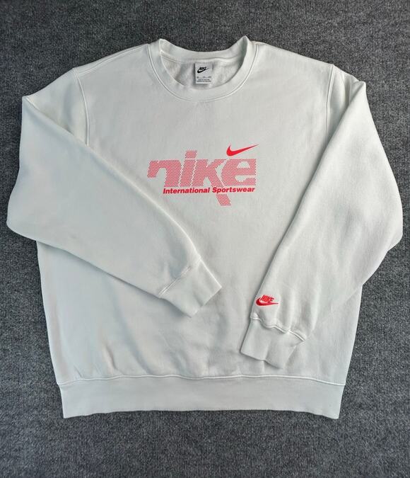 Nike Other - Nike International Sportswear Crewneck Sweatshirt White Red Graphic Logo M XXL